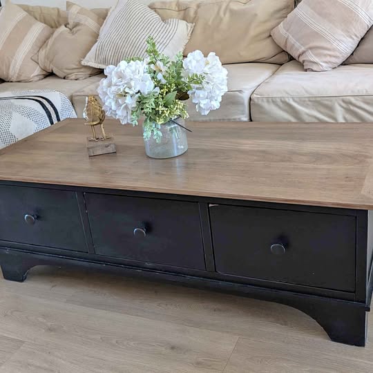 MOVING SALE! Pottery Barn Wooden Coffee Table w/ Storage Drawers (52.5"W x 24"D x 17"H)