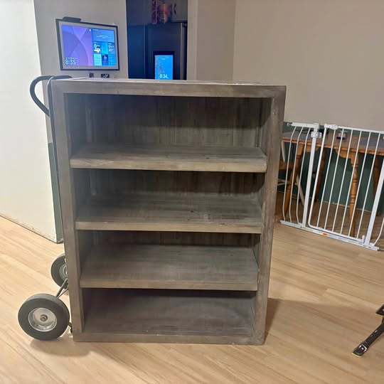 (Free) RH Printmaker Double Open Shelves, Aged Grey Bookshelf
