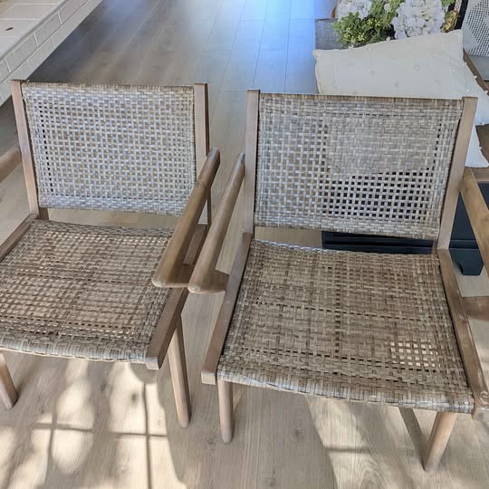 MOVING SALE! Pair of Indoor/Outdoor Woven Accent Armchairs (Set of 2) – 27.5"H x 23.5"W x 22"D